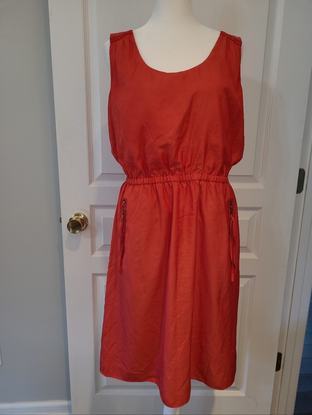 LOFT Red Sleeveless Short-Knee Length Dress SZ 6,Lined, Pockets